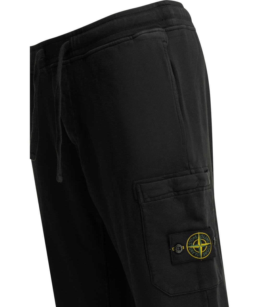 STONE ISLAND Черные хлопковые повседневные брюки, фото 4