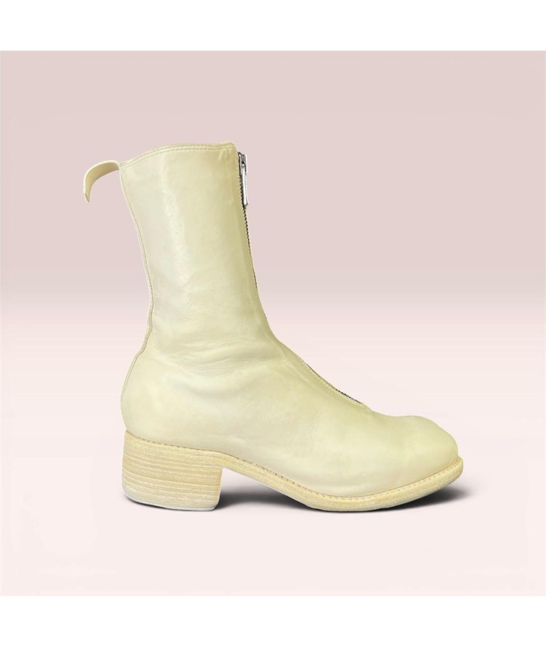 GUIDI Бежевые кожаные ботинки, фото 9