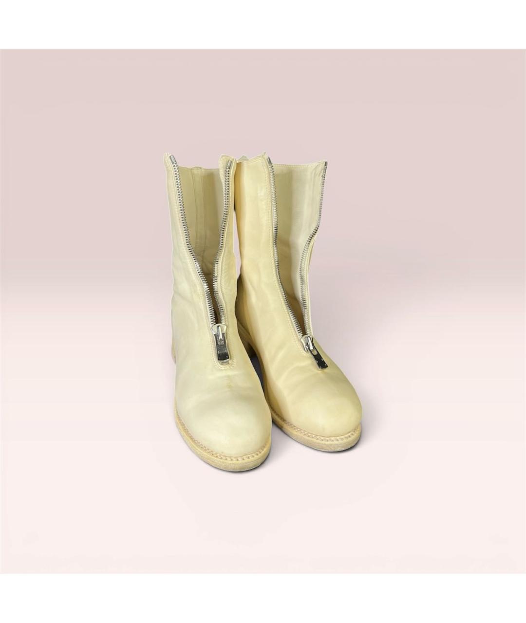 GUIDI Бежевые кожаные ботинки, фото 7