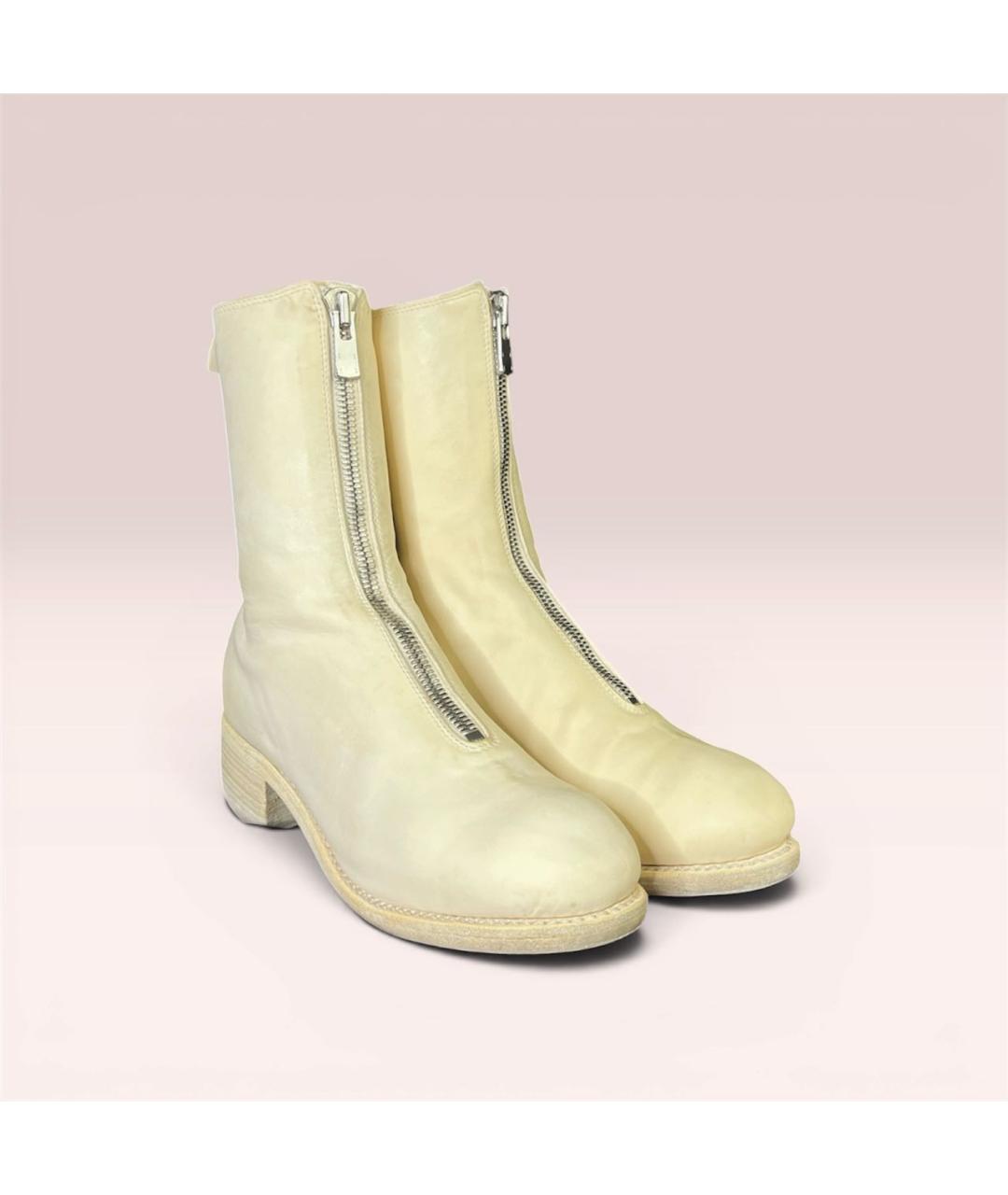 GUIDI Бежевые кожаные ботинки, фото 5