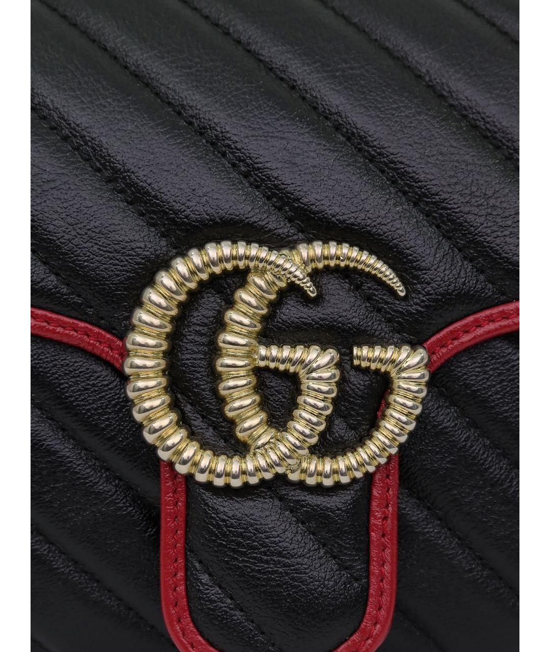 GUCCI Черная кожаная сумка через плечо, фото 6