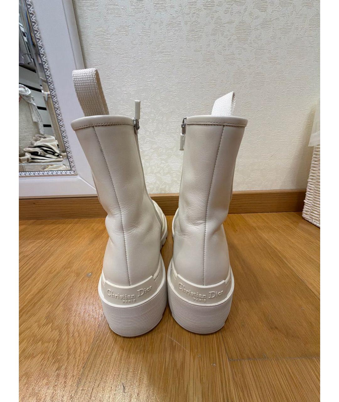 CHRISTIAN DIOR Белые кожаные полусапоги, фото 4