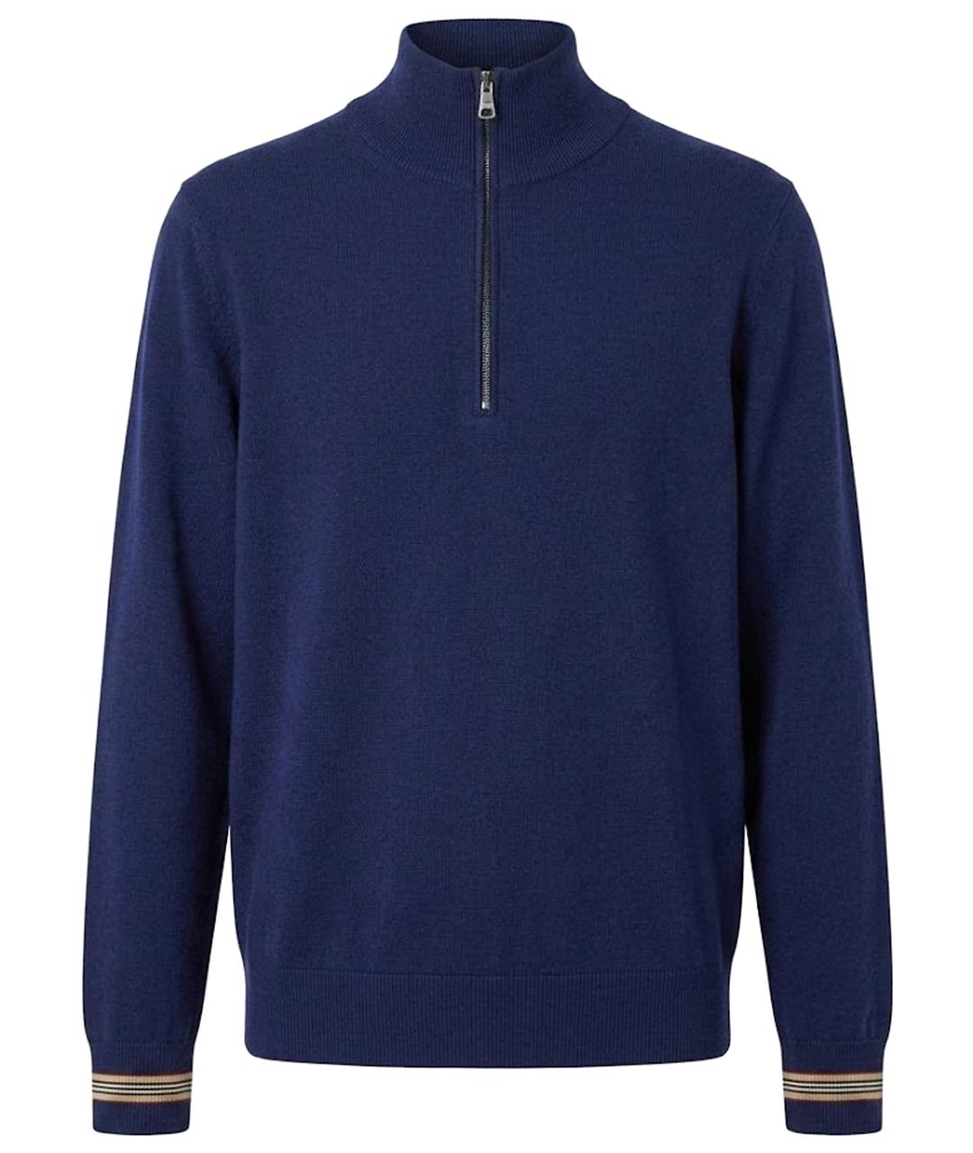 BURBERRY Темно-синий шерстяной джемпер / свитер, фото 1