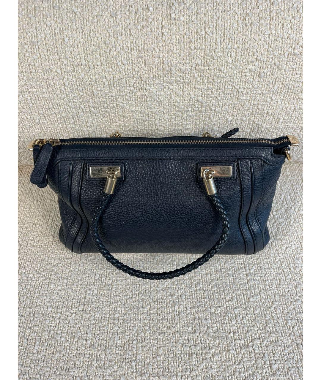 GUCCI Темно-синяя кожаная сумка тоут, фото 3