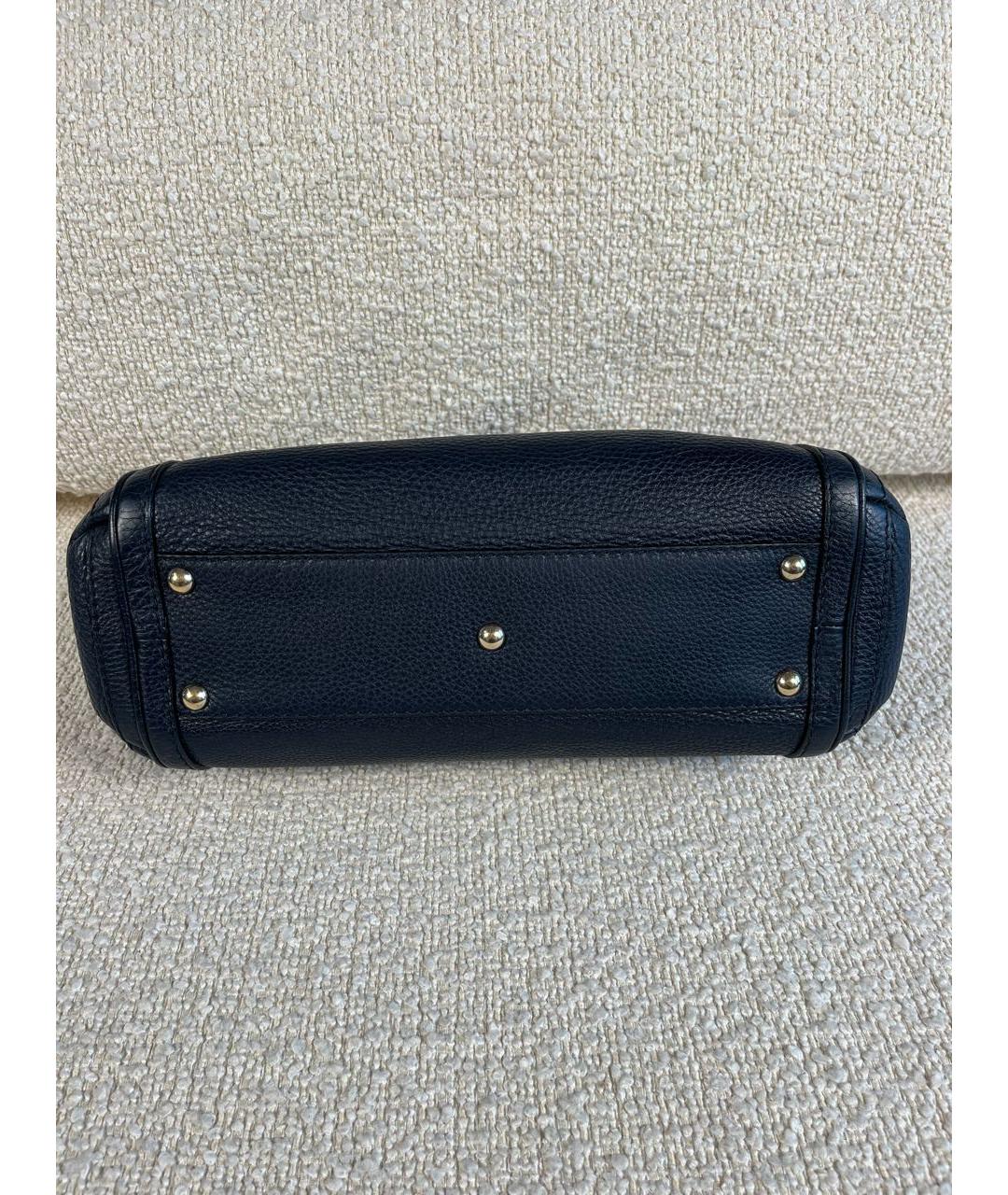 GUCCI Темно-синяя кожаная сумка тоут, фото 7