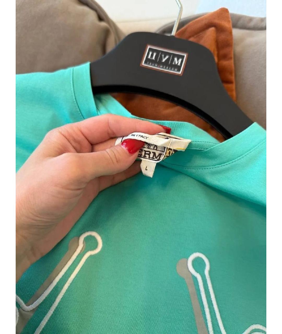 HERMES Зеленая хлопковая футболка, фото 3