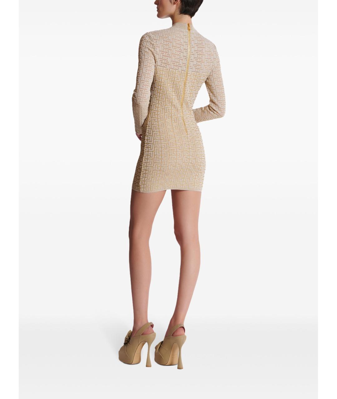 BALMAIN Бежевое вискозное повседневное платье, фото 4