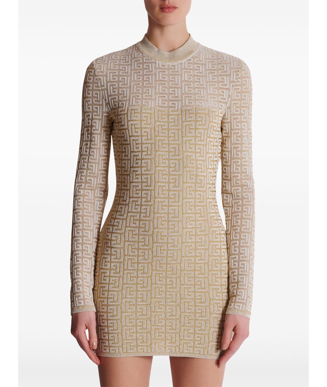 BALMAIN Бежевое вискозное повседневное платье, фото 5