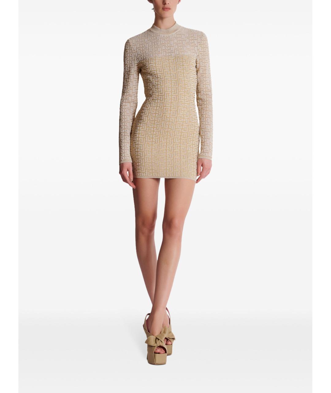 BALMAIN Бежевое вискозное повседневное платье, фото 2