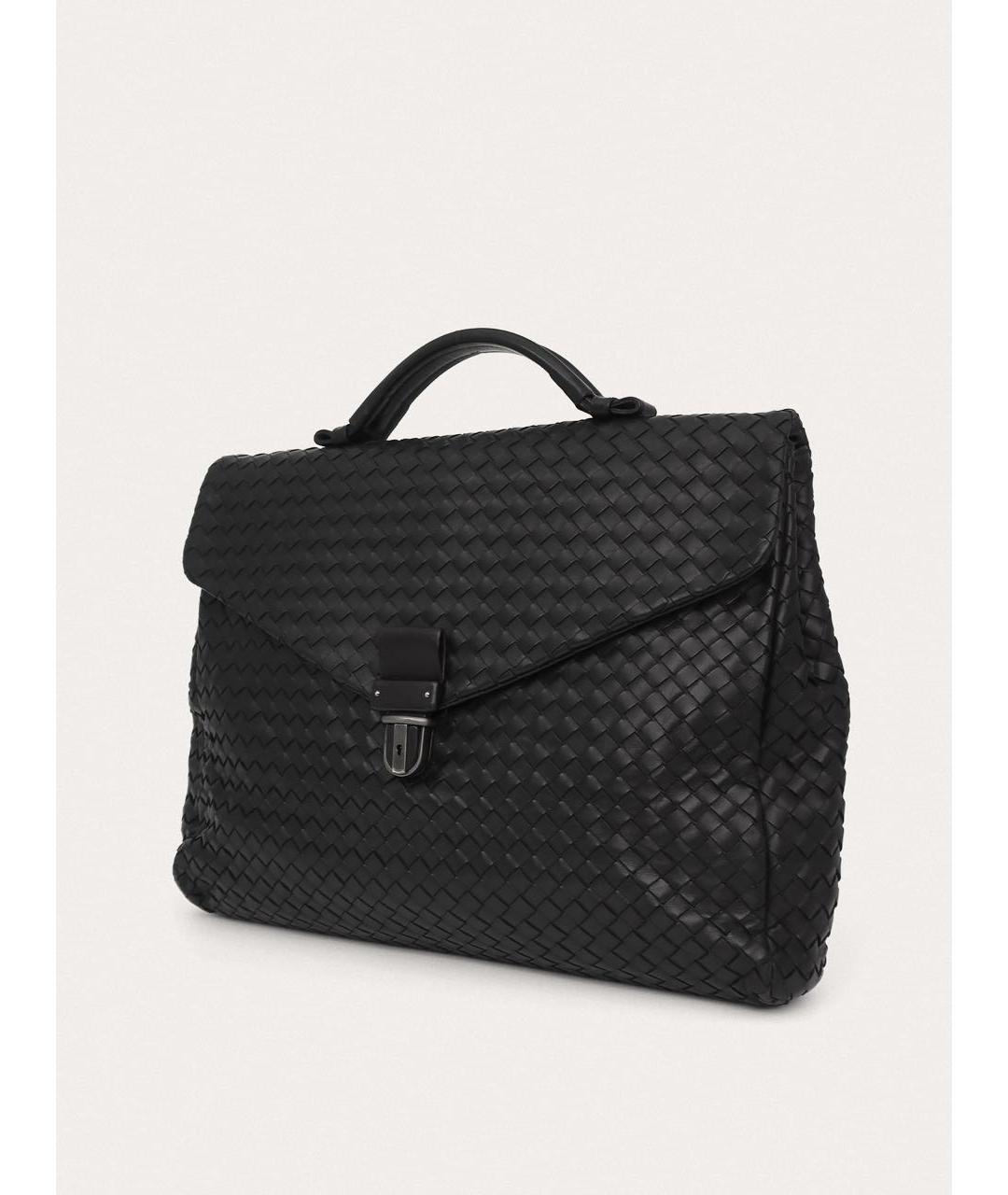 BOTTEGA VENETA Черный кожаный портфель, фото 2