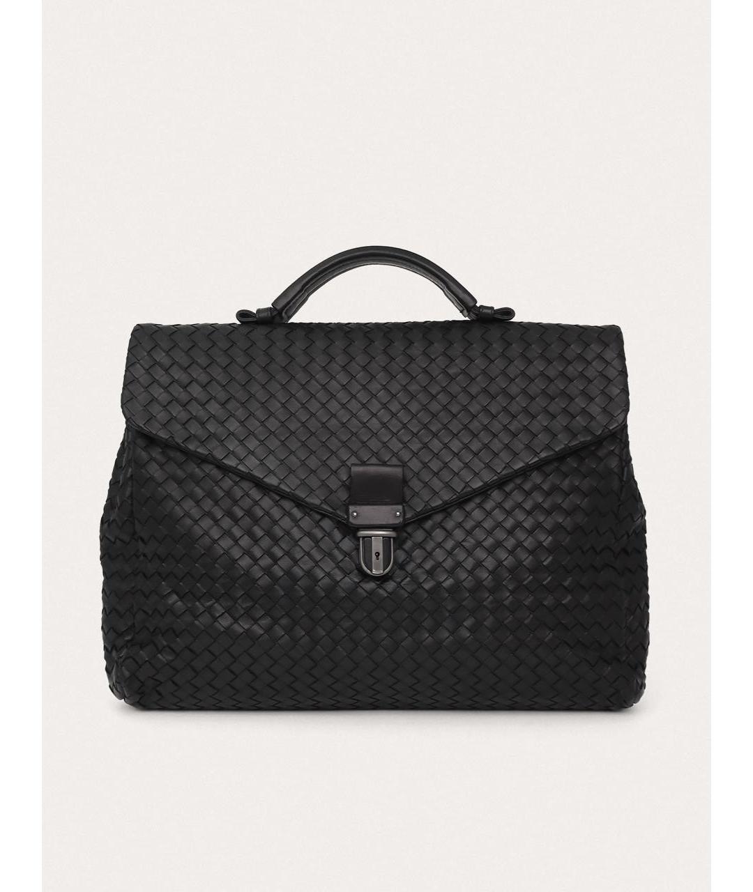 BOTTEGA VENETA Черный кожаный портфель, фото 7
