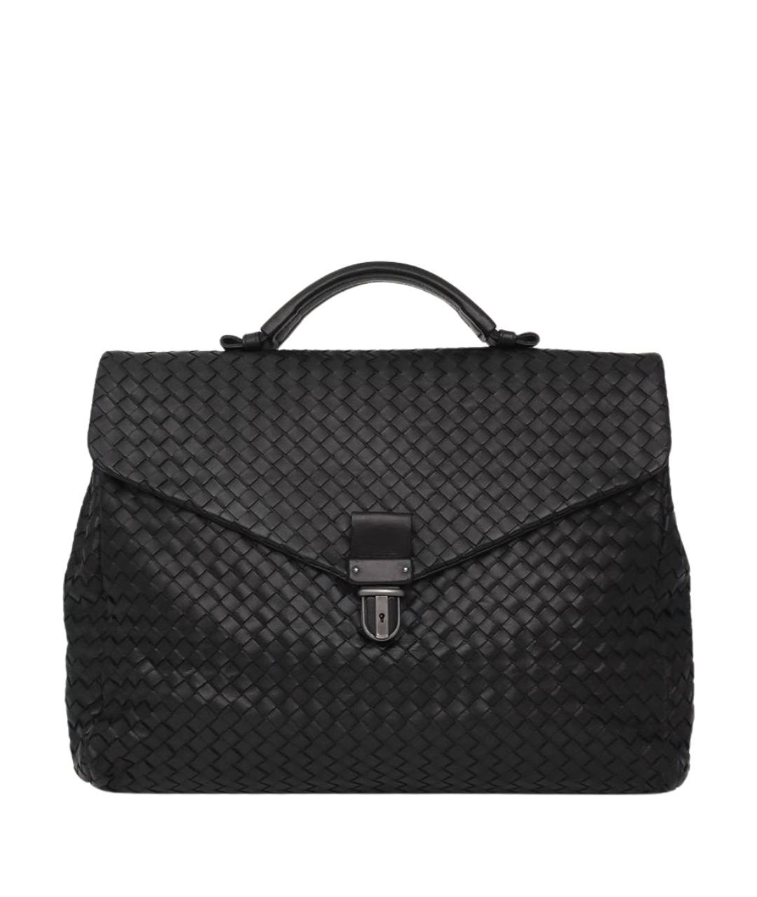 BOTTEGA VENETA Черный кожаный портфель, фото 1