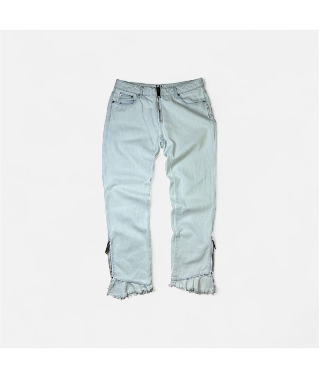 MSGM Голубые хлопко-полиэстеровые джинсы слим, фото 9