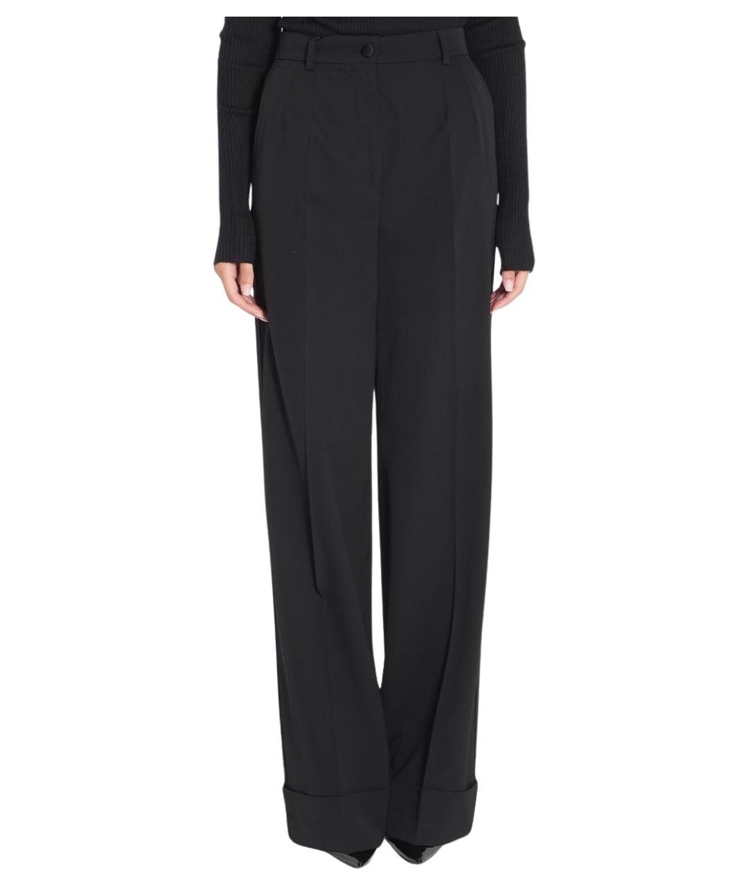 DOLCE&GABBANA Черные шерстяные прямые брюки, фото 1