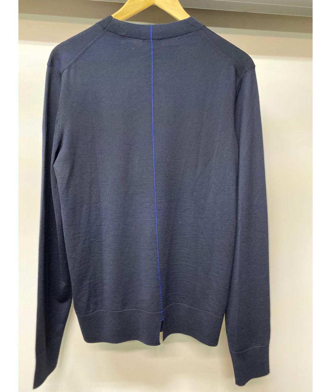 BURBERRY Темно-синий шерстяной джемпер / свитер, фото 2