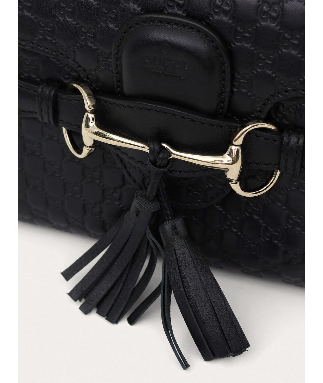 GUCCI Черная кожаная сумка через плечо, фото 7