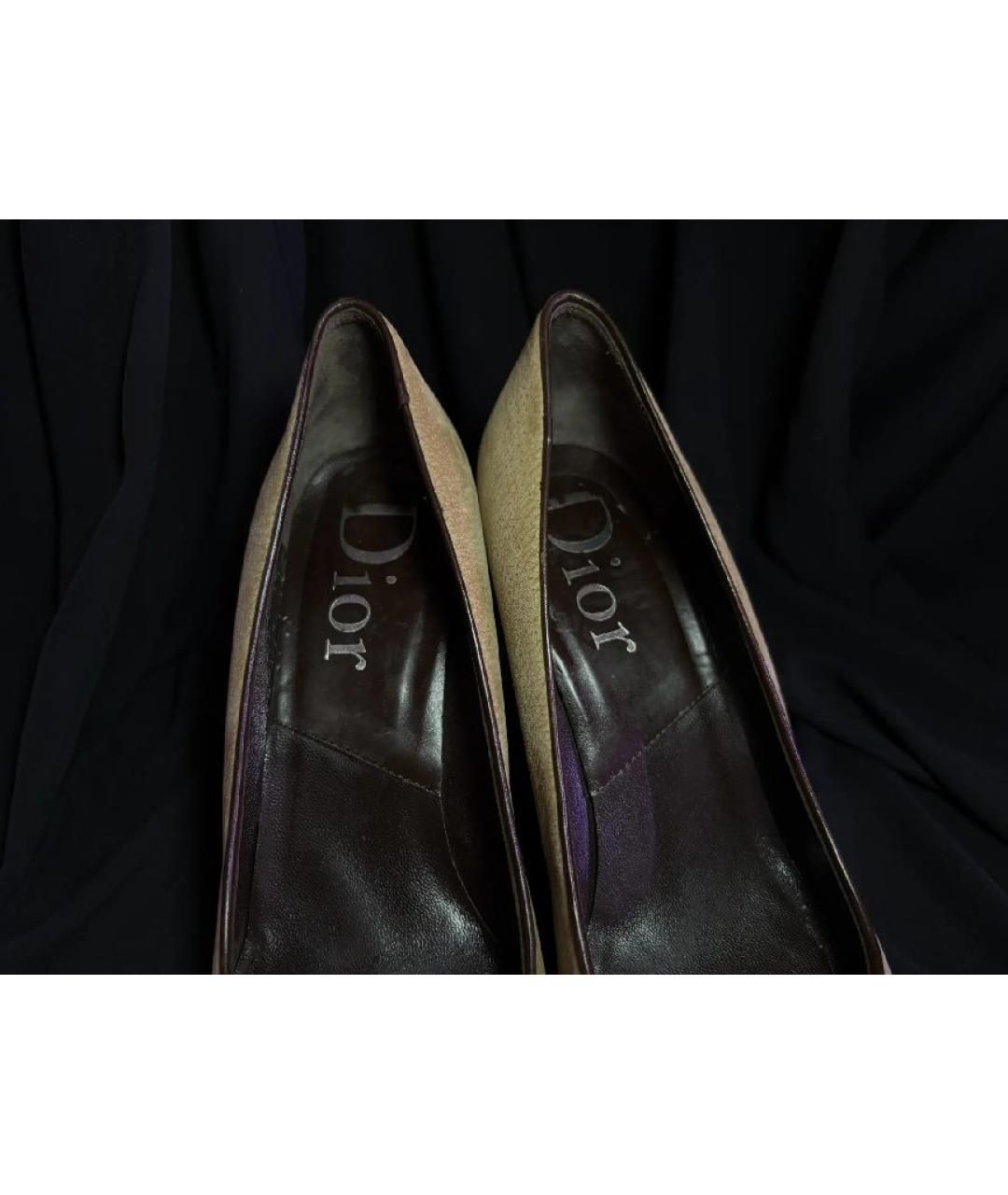 CHRISTIAN DIOR Бежевые кожаные туфли, фото 3