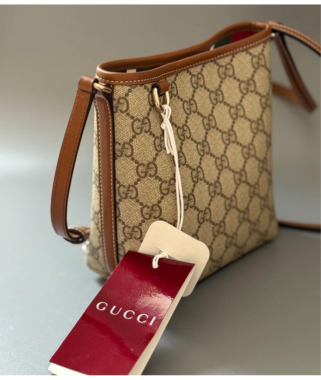 GUCCI Бежевая кожаная сумка через плечо, фото 7