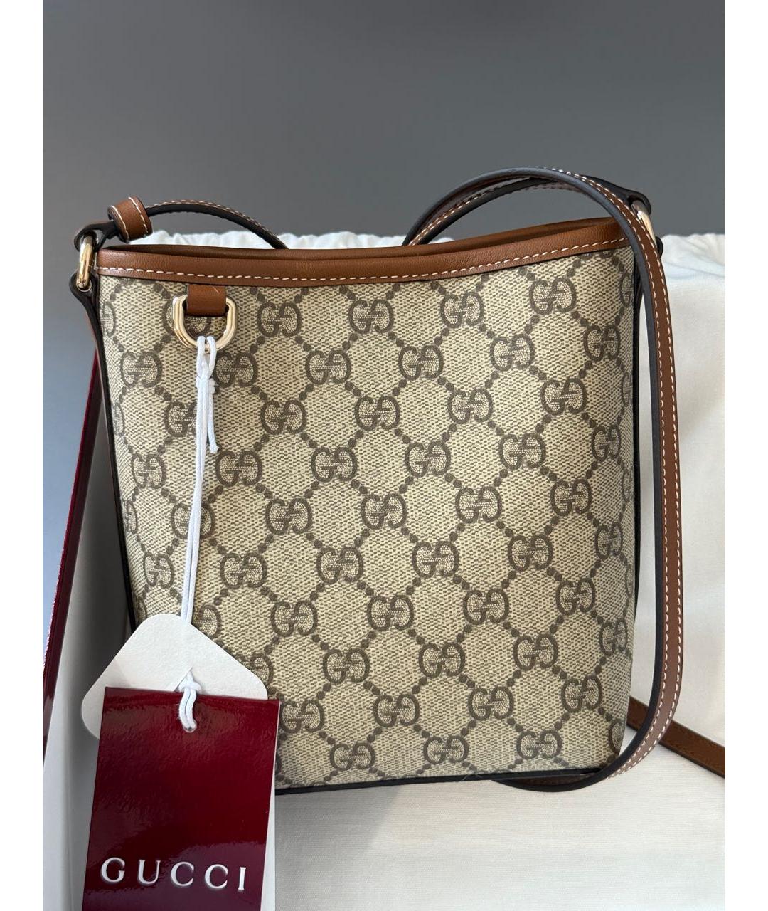 GUCCI Бежевая кожаная сумка через плечо, фото 8