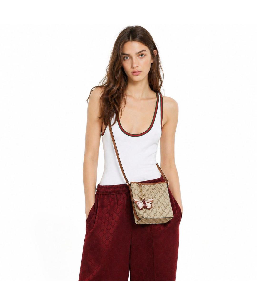 GUCCI Бежевая кожаная сумка через плечо, фото 4