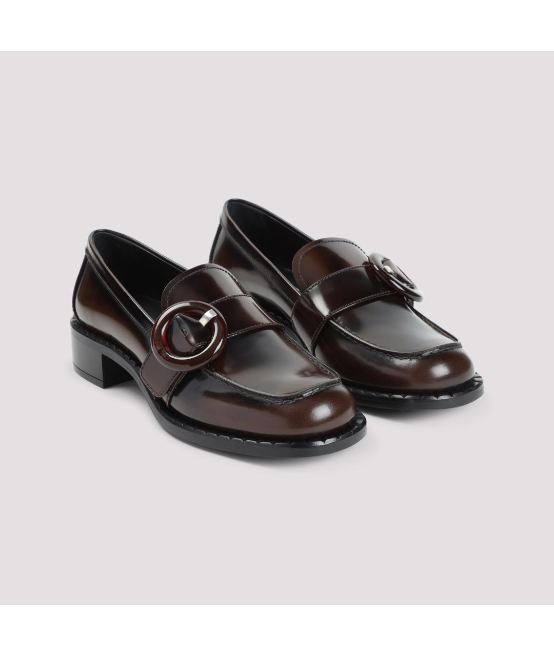 PRADA Коричневые кожаные лоферы, фото 4