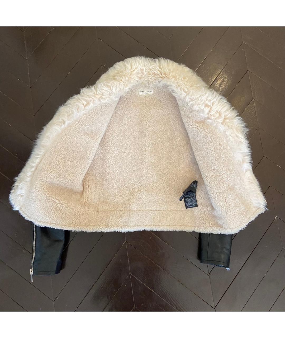 SAINT LAURENT Черная кожаная дубленка, фото 4