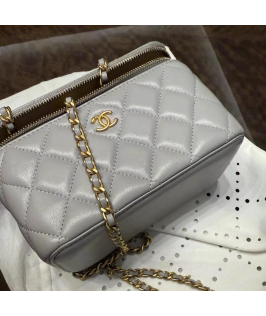 CHANEL Серая кожаная сумка через плечо, фото 5