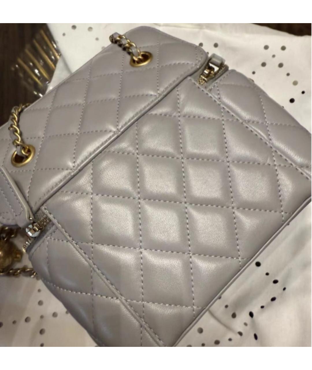 CHANEL Серая кожаная сумка через плечо, фото 6