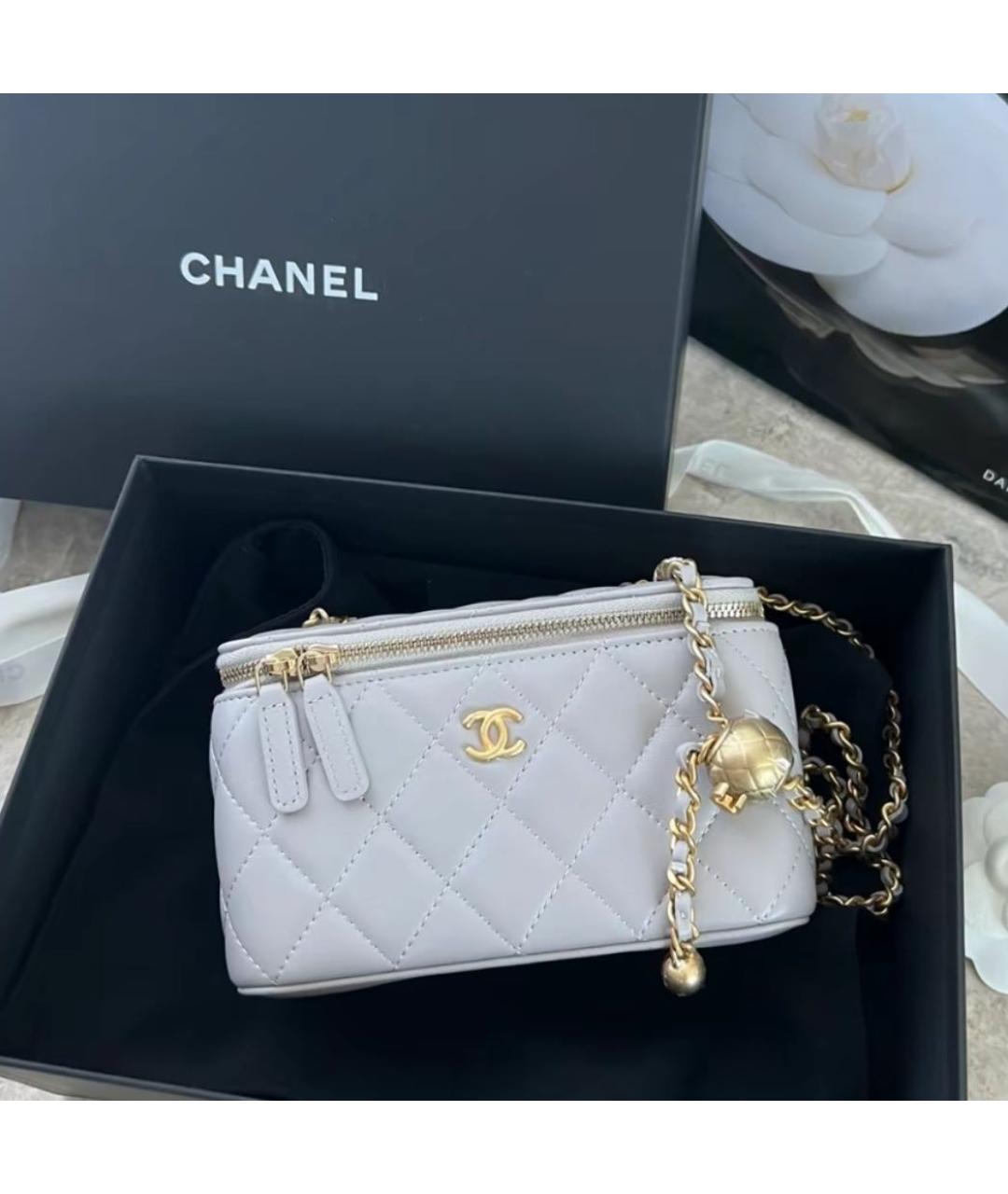 CHANEL Серая кожаная сумка через плечо, фото 7