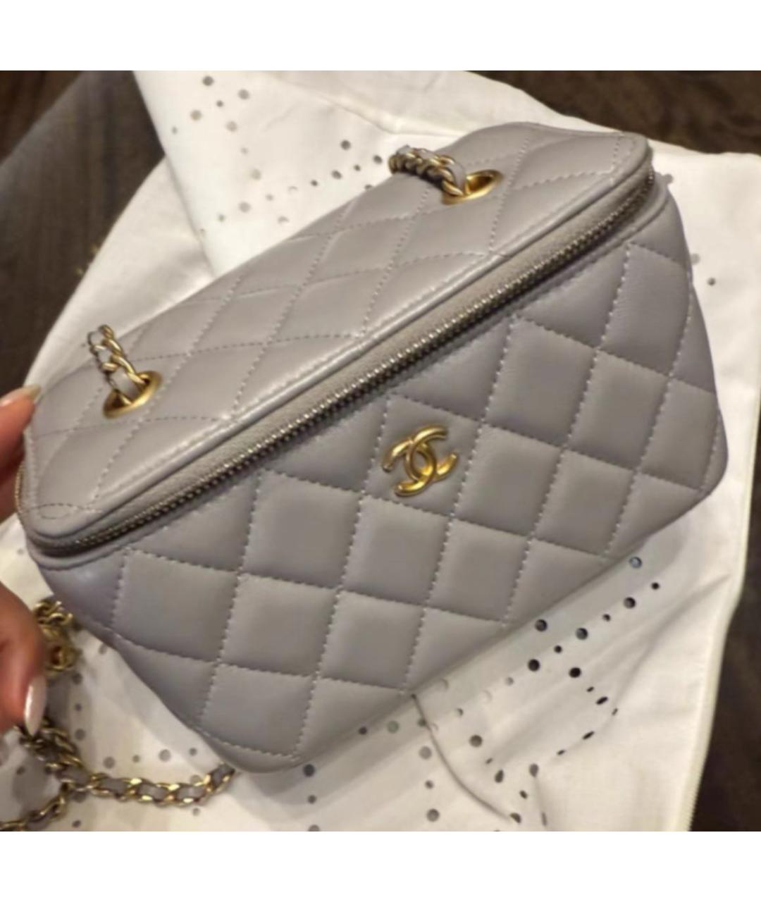 CHANEL Серая кожаная сумка через плечо, фото 4