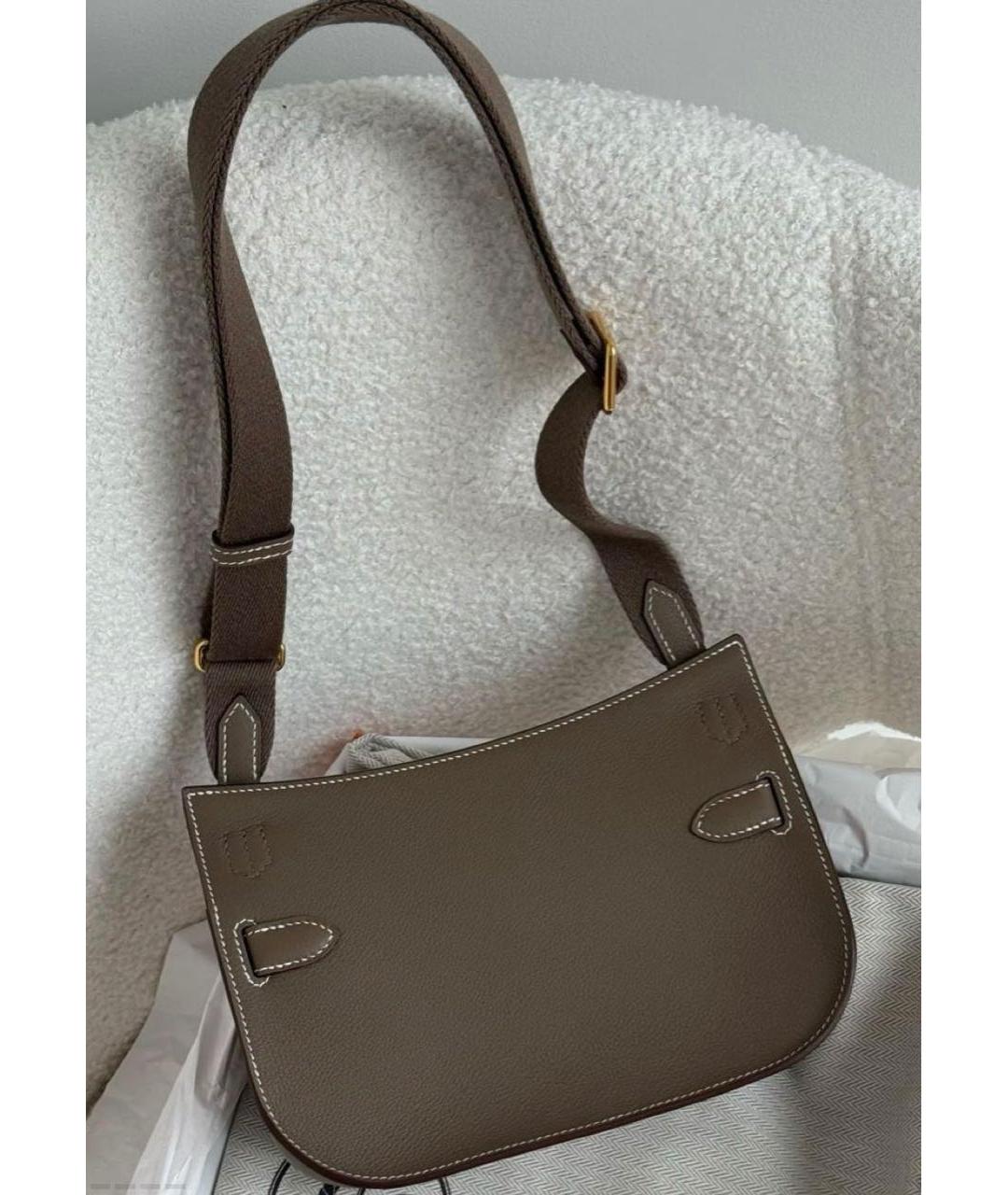 HERMES Бежевая кожаная сумка через плечо, фото 3