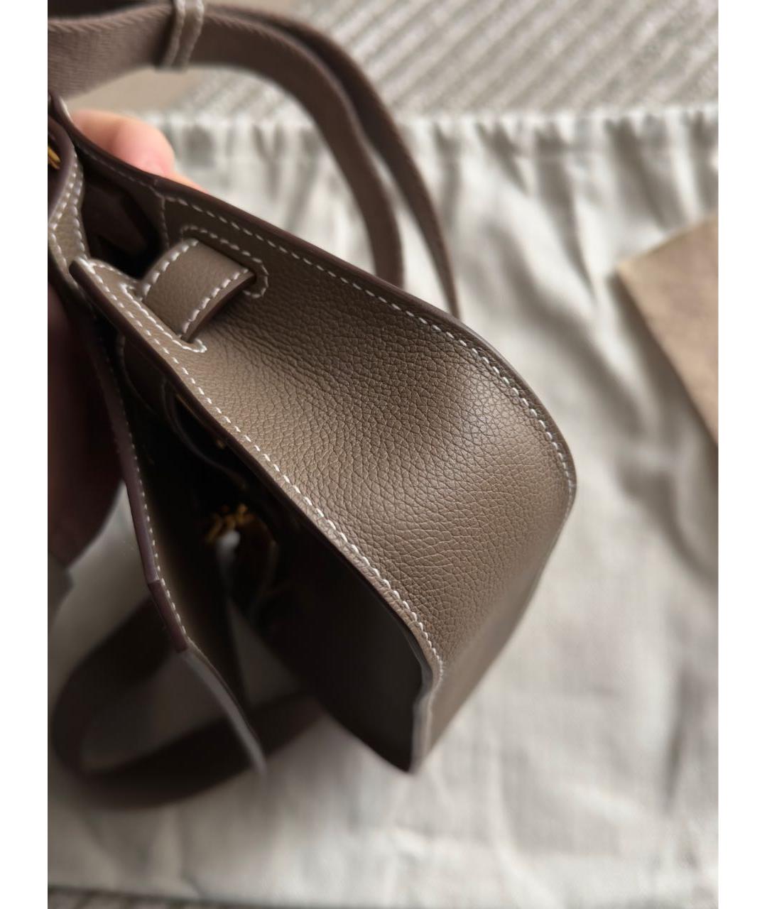 HERMES Бежевая кожаная сумка через плечо, фото 2