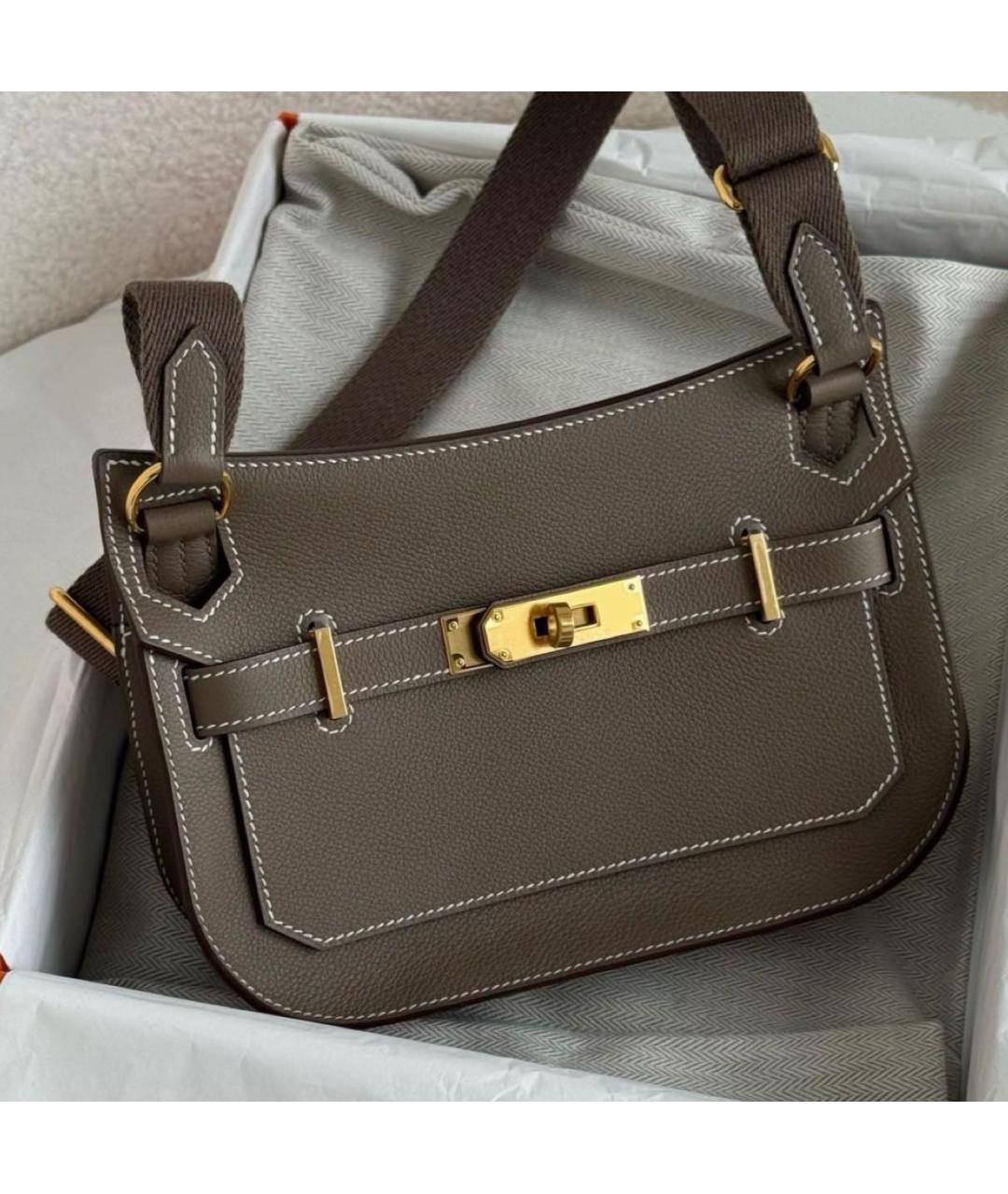 HERMES Бежевая кожаная сумка через плечо, фото 5