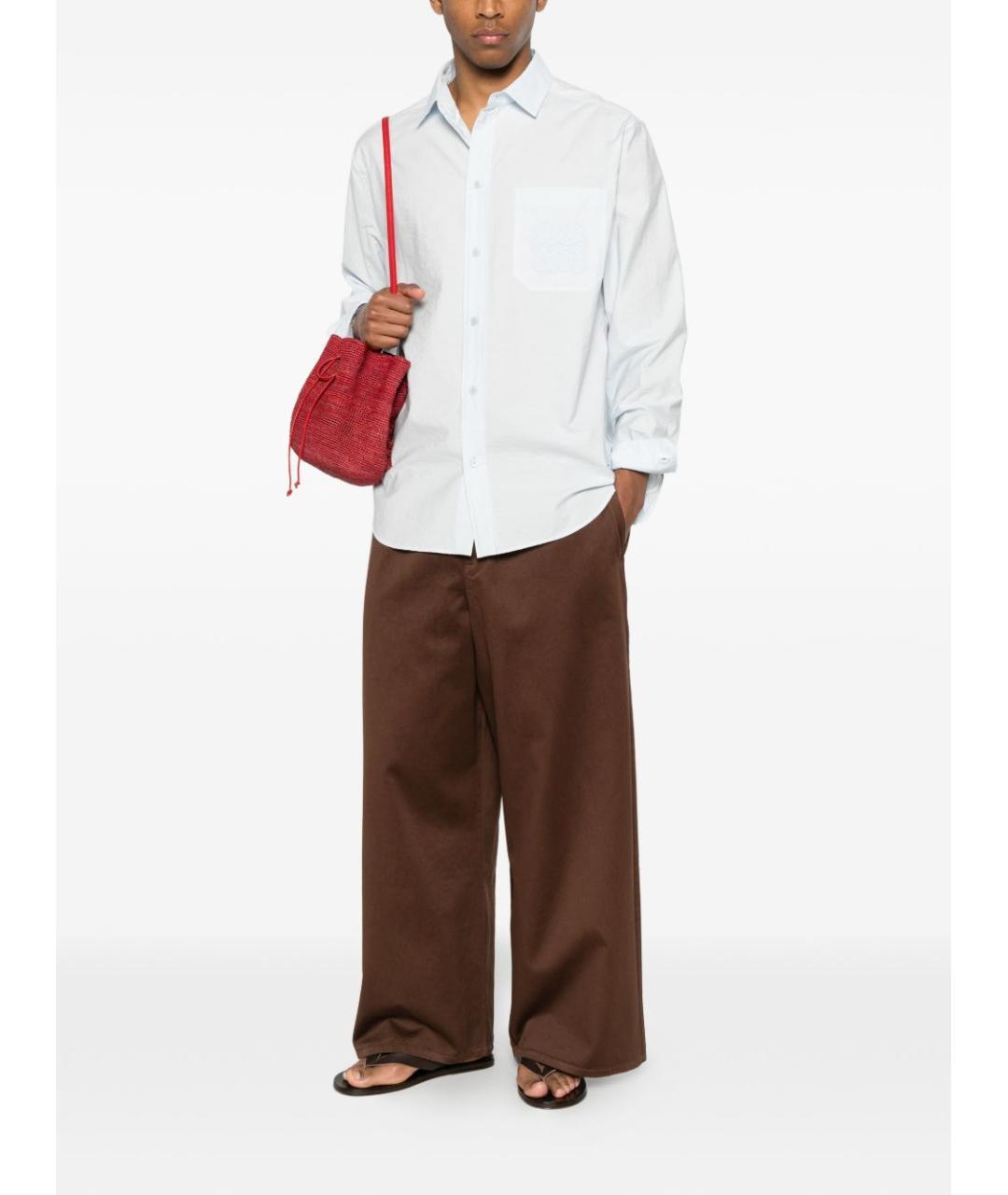 LOEWE Голубая хлопковая классическая рубашка, фото 3
