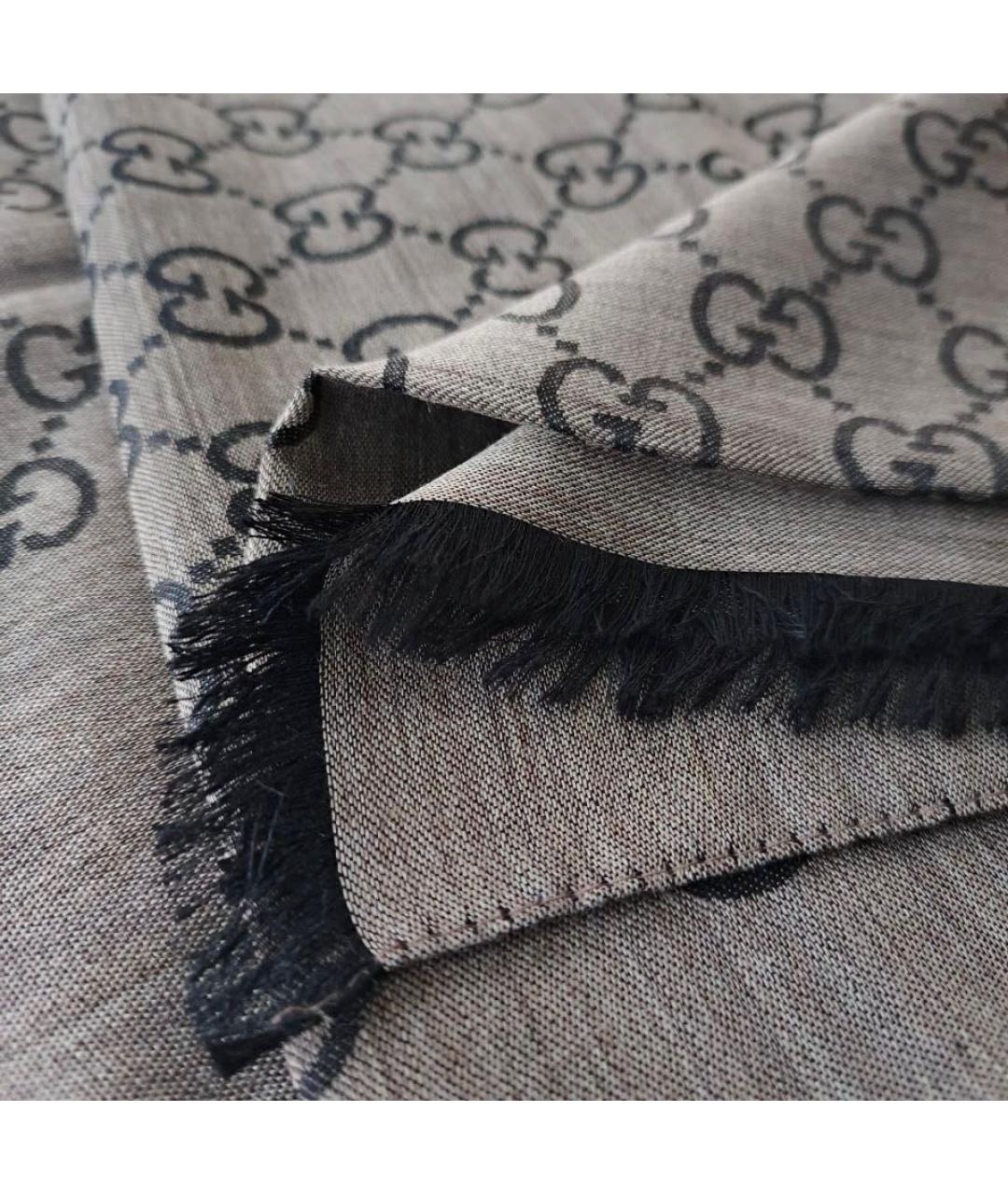 GUCCI Коричневый шерстяной шарф, фото 2