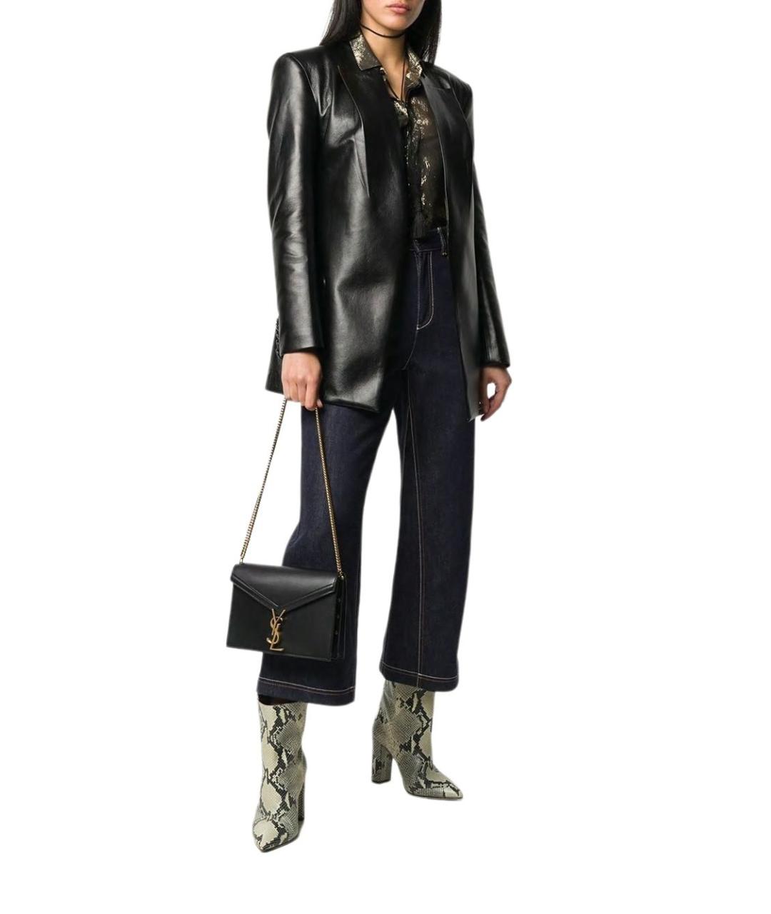 SAINT LAURENT Черная кожаная сумка через плечо, фото 2