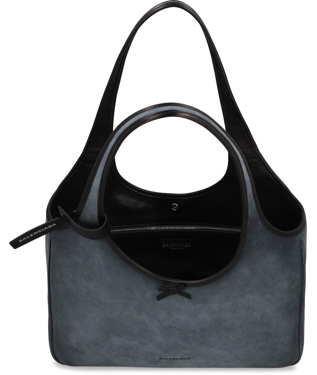 BALENCIAGA Антрацитовая замшевая сумка тоут, фото 5