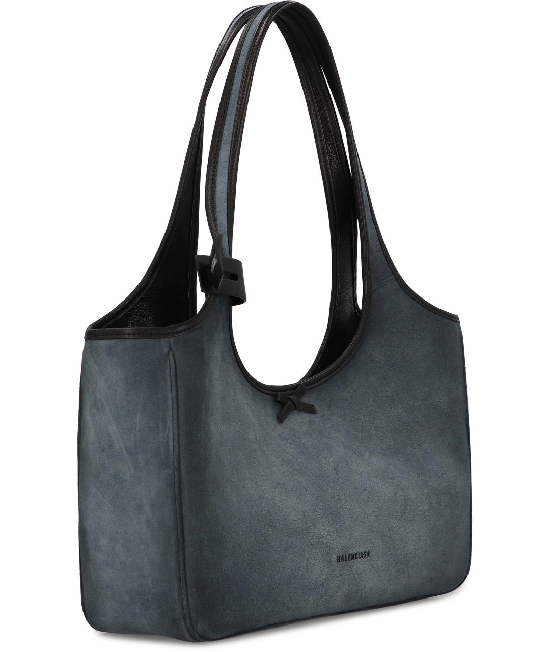 BALENCIAGA Антрацитовая замшевая сумка тоут, фото 3