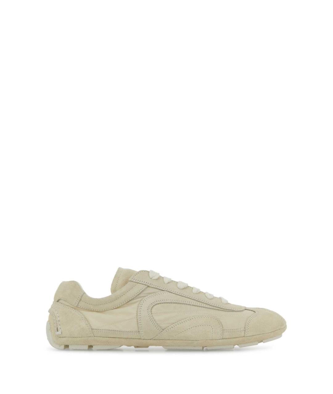 PRADA Белые замшевые низкие кроссовки / кеды, фото 3