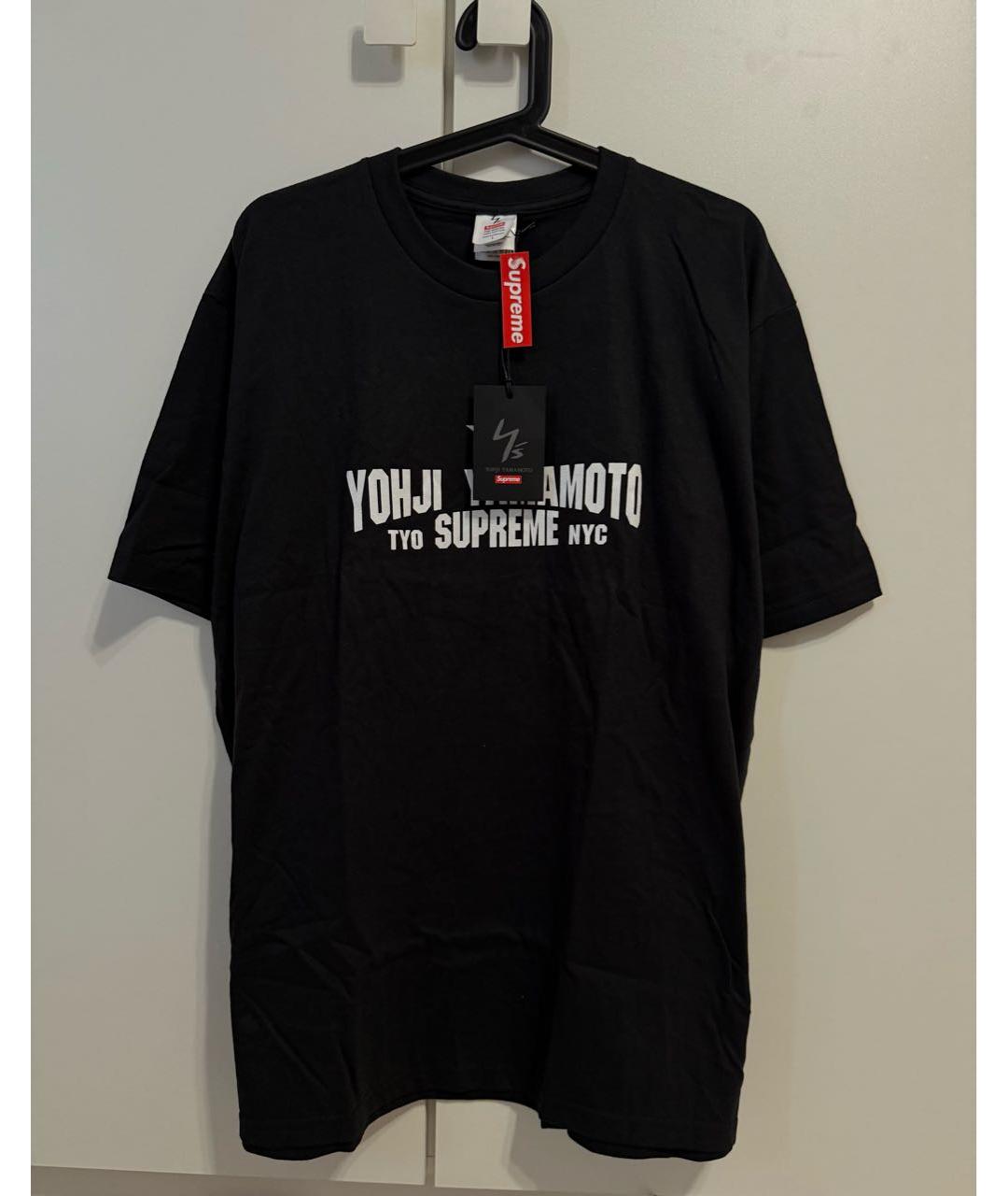 SUPREME Черная хлопковая футболка, фото 2