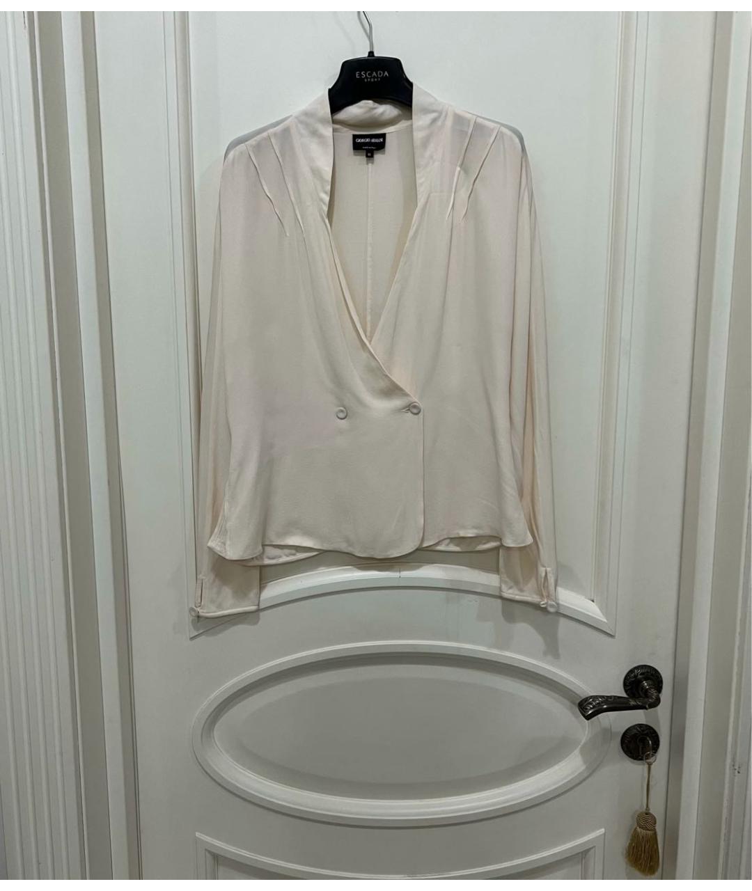 GIORGIO ARMANI Бежевый шелковый жакет/пиджак, фото 3