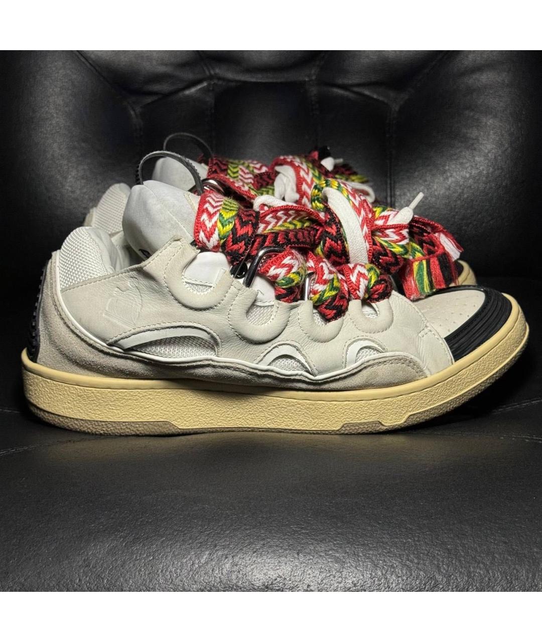 LANVIN Бежевые текстильные низкие кроссовки / кеды, фото 9