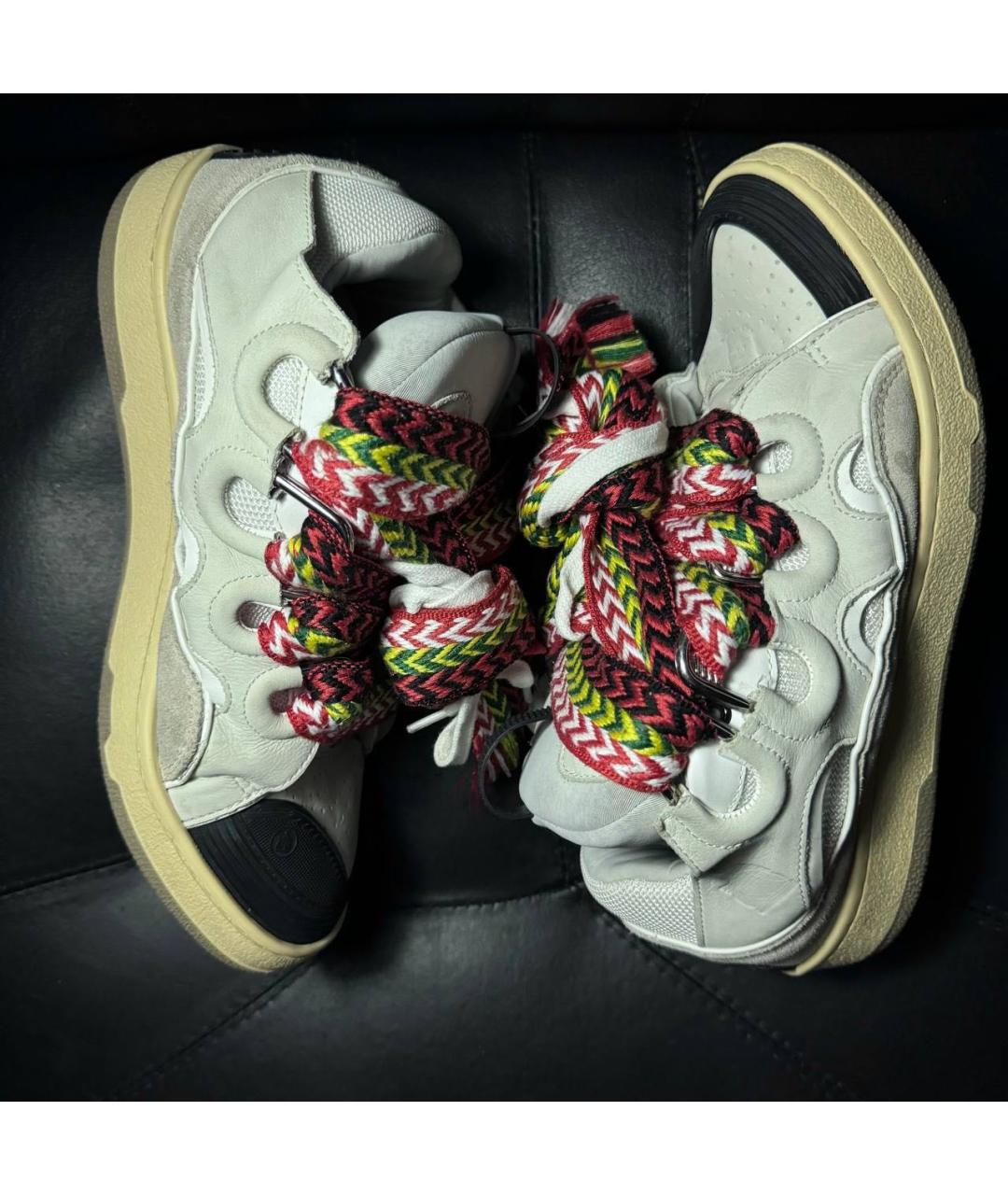 LANVIN Бежевые текстильные низкие кроссовки / кеды, фото 3