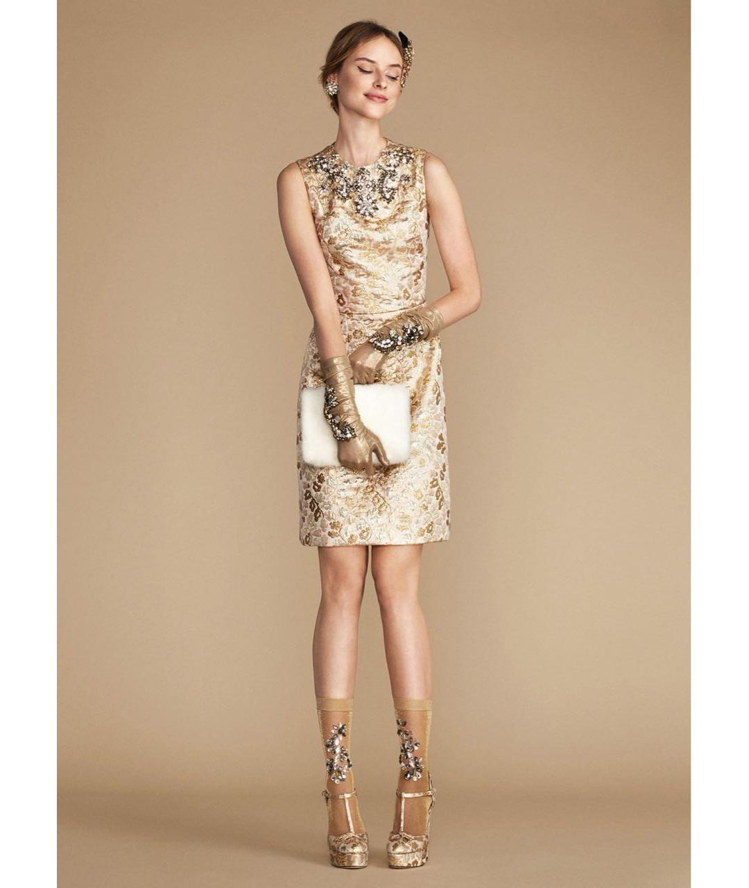 DOLCE&GABBANA Золотое коктейльное платье, фото 3