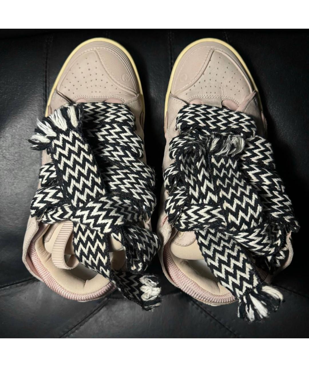 LANVIN Бежевые текстильные кроссовки, фото 5