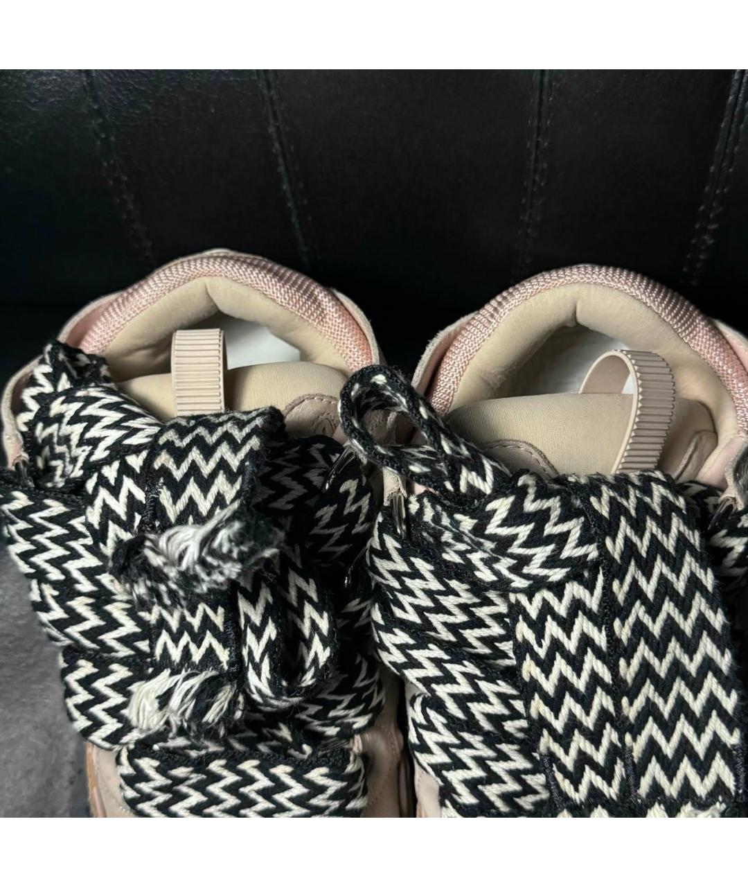 LANVIN Бежевые текстильные низкие кроссовки / кеды, фото 7