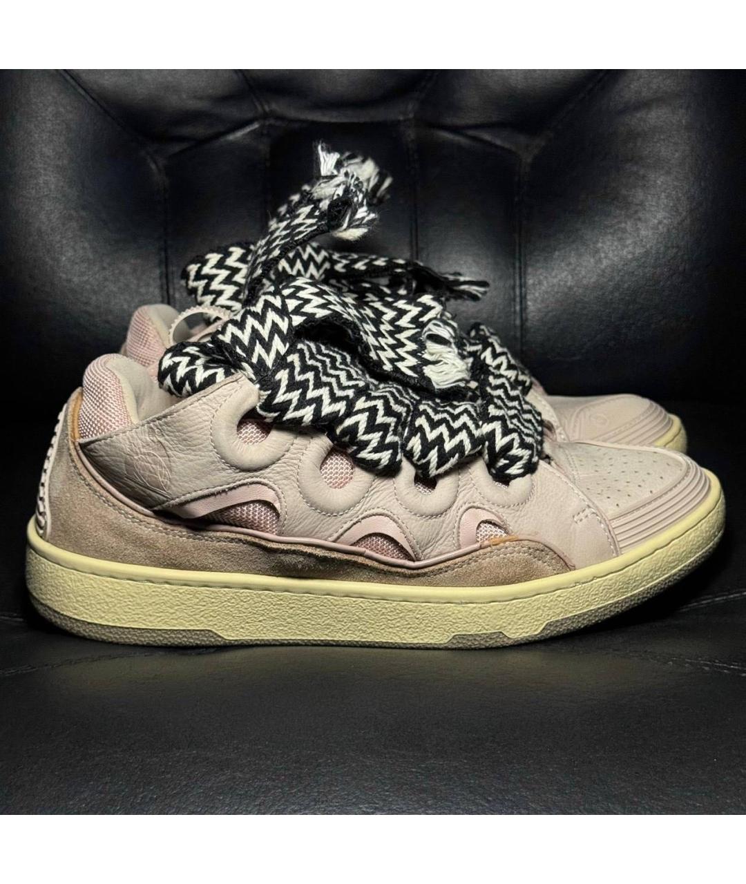 LANVIN Бежевые текстильные низкие кроссовки / кеды, фото 9