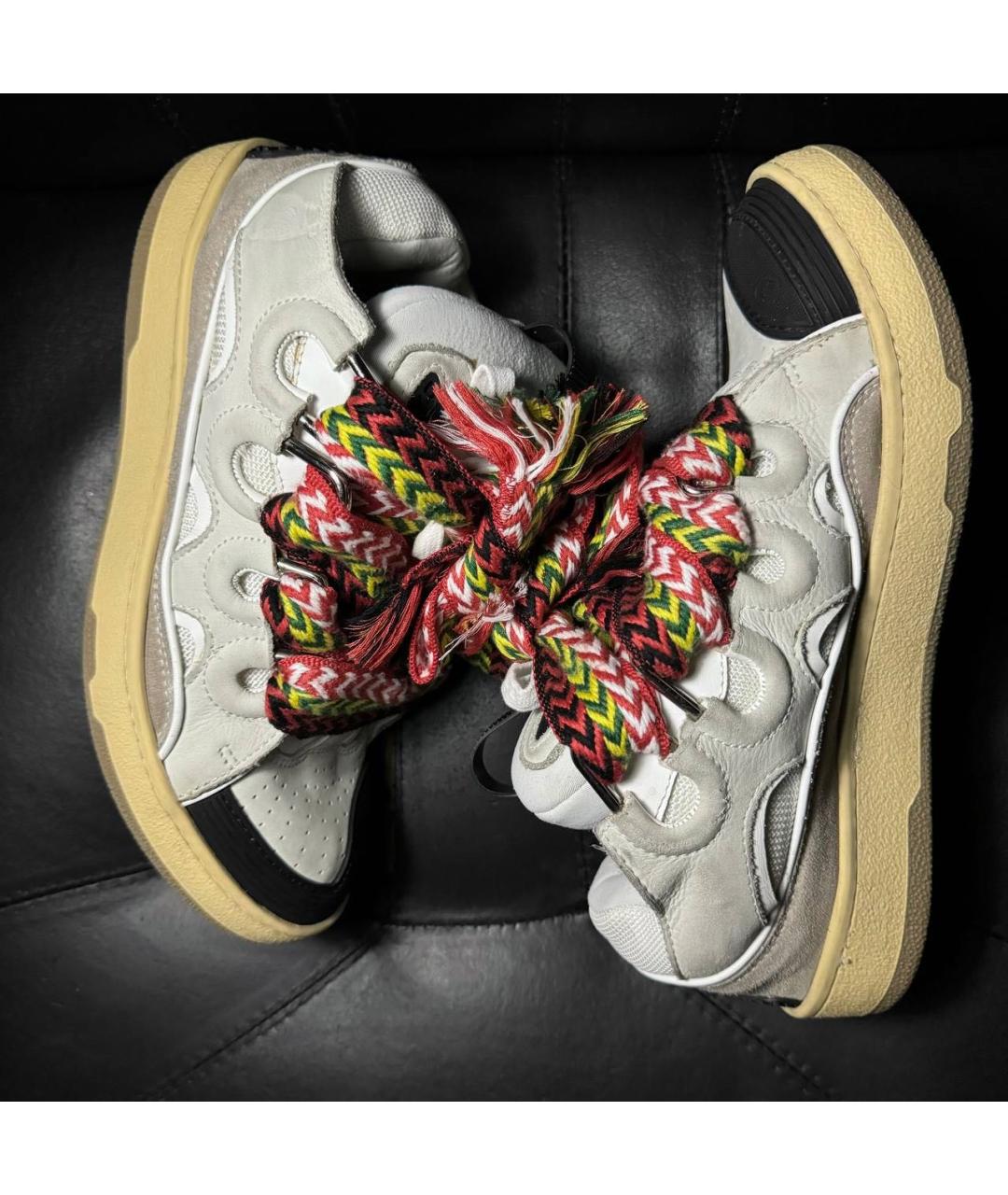 LANVIN Бежевые текстильные низкие кроссовки / кеды, фото 3