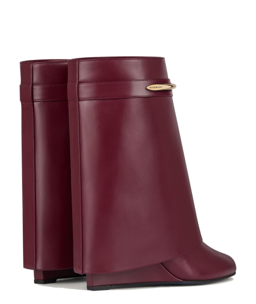 GIVENCHY Бордовые кожаные сапоги, фото 4