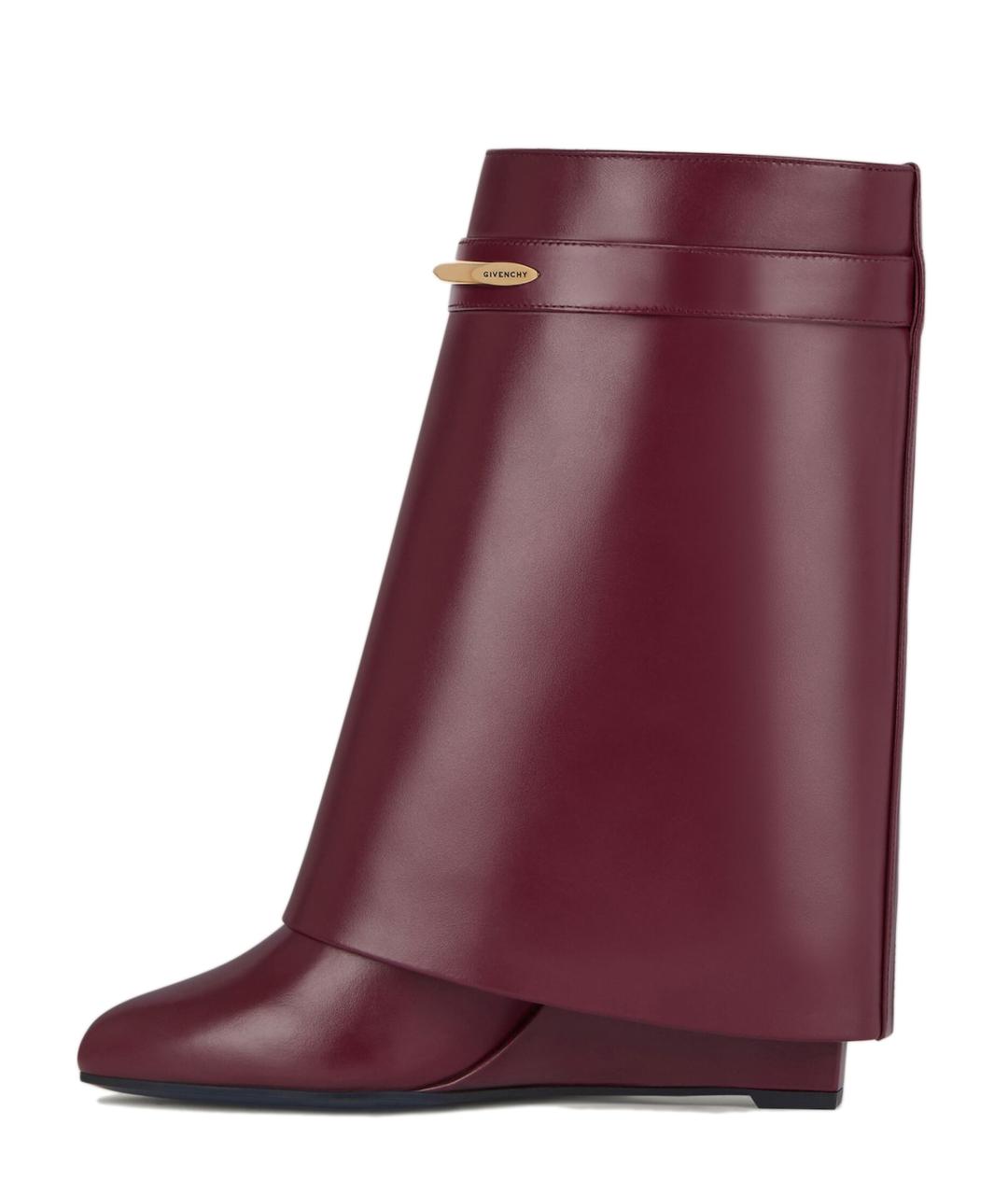 GIVENCHY Бордовые кожаные сапоги, фото 3